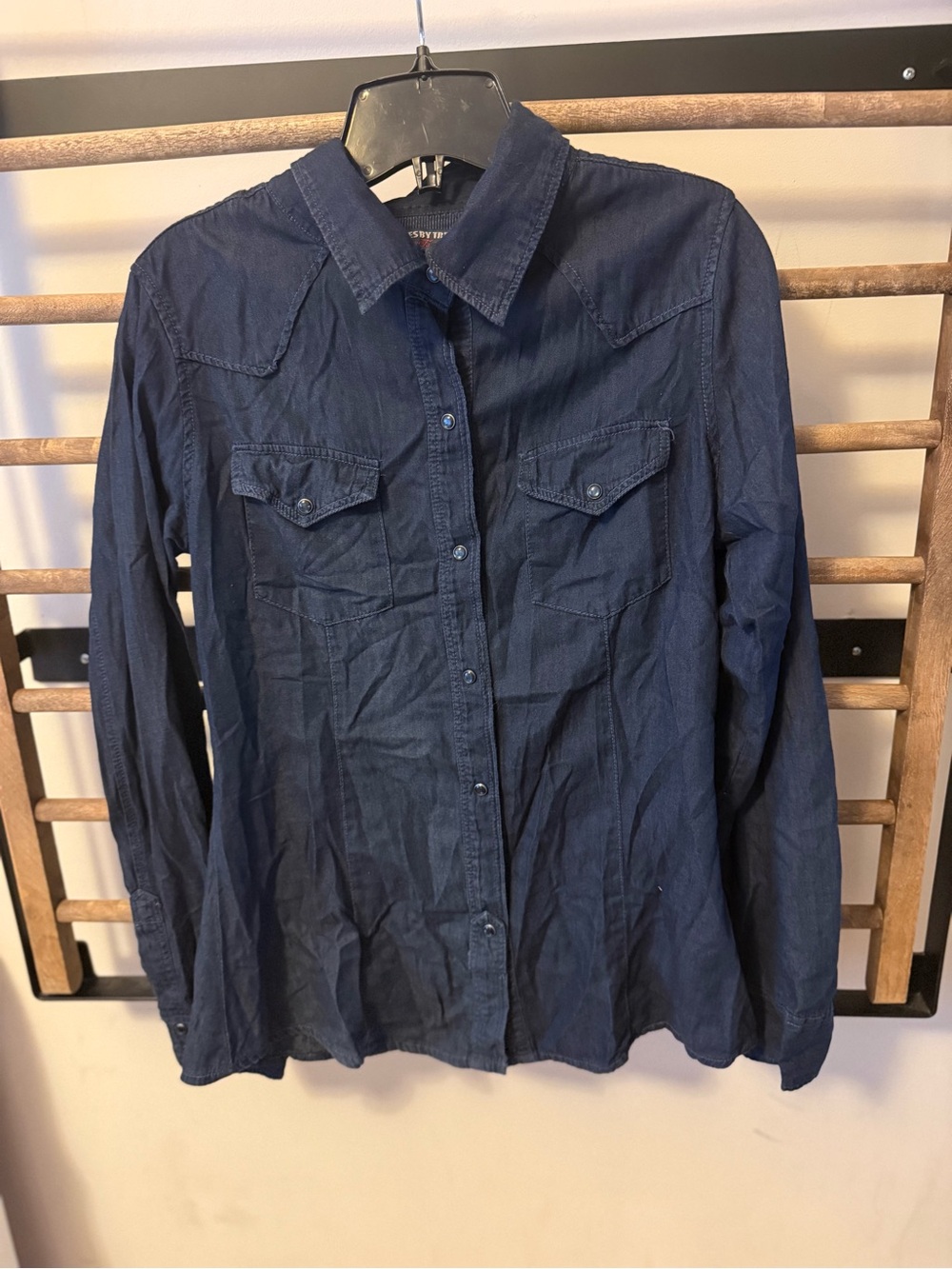 Zara Navy Blue Casual Button-Down Western Shirt